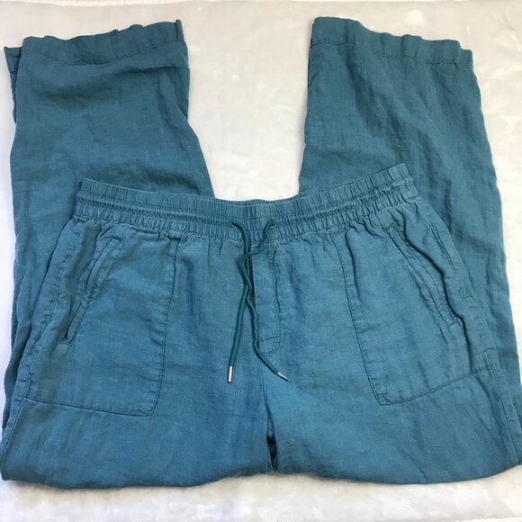 Athleta Retreat Linen Mid-Rise Wide Leg Pants Women's Plus Size 16 Split Hems - Picture 7 of 14